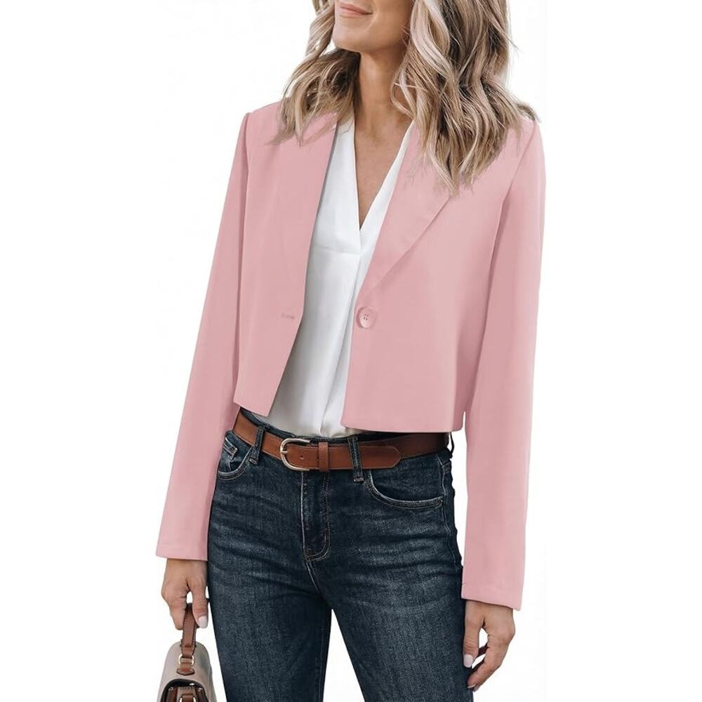 NEW LETDIOSTO Women Cropped Blazer Size L Lightweight Business Casual Jacket